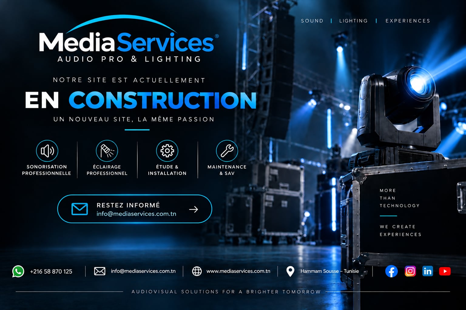 MediaServices — Audio Pro & Lighting — Site en construction